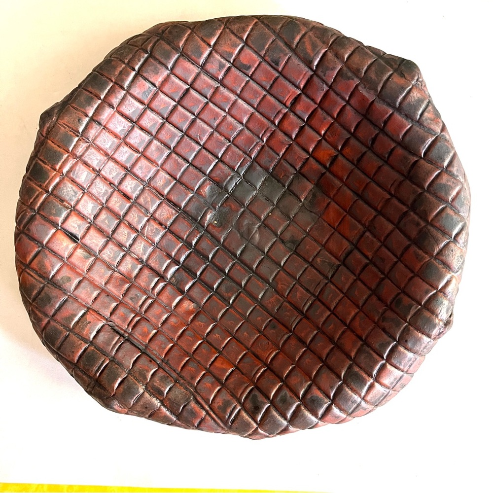 Ceramic Woven Pattern Decorative Bowl- red & black. Wow!